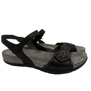 Dansko Black Blythe Leather Flat Sandals Size 40 / 10